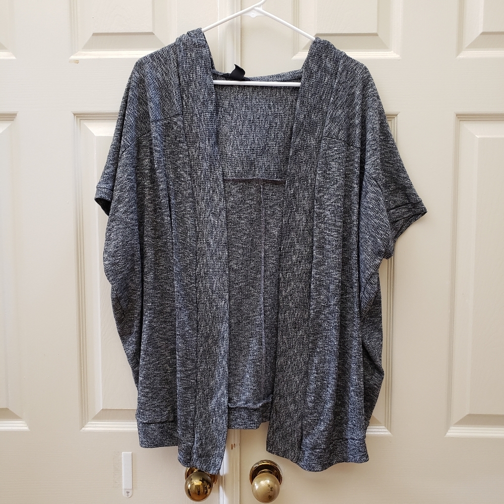 Slouchy oversized hooded open cardigan